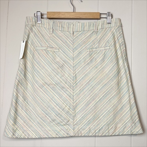 Anthropologie NWT Pilcro Chino Striped Skirt 12 button front pastel rainbow new - Picture 7 of 13